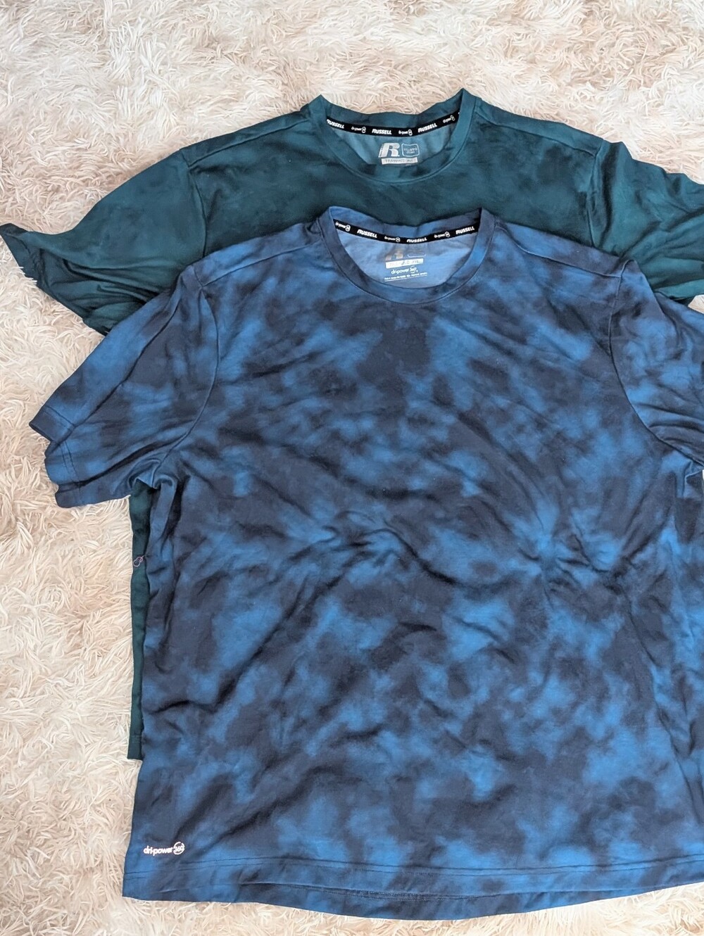 2pc, Russell Brand, Short Sleeve, Dry Fit, Blue, Teal Camo, Training Tee-2xl